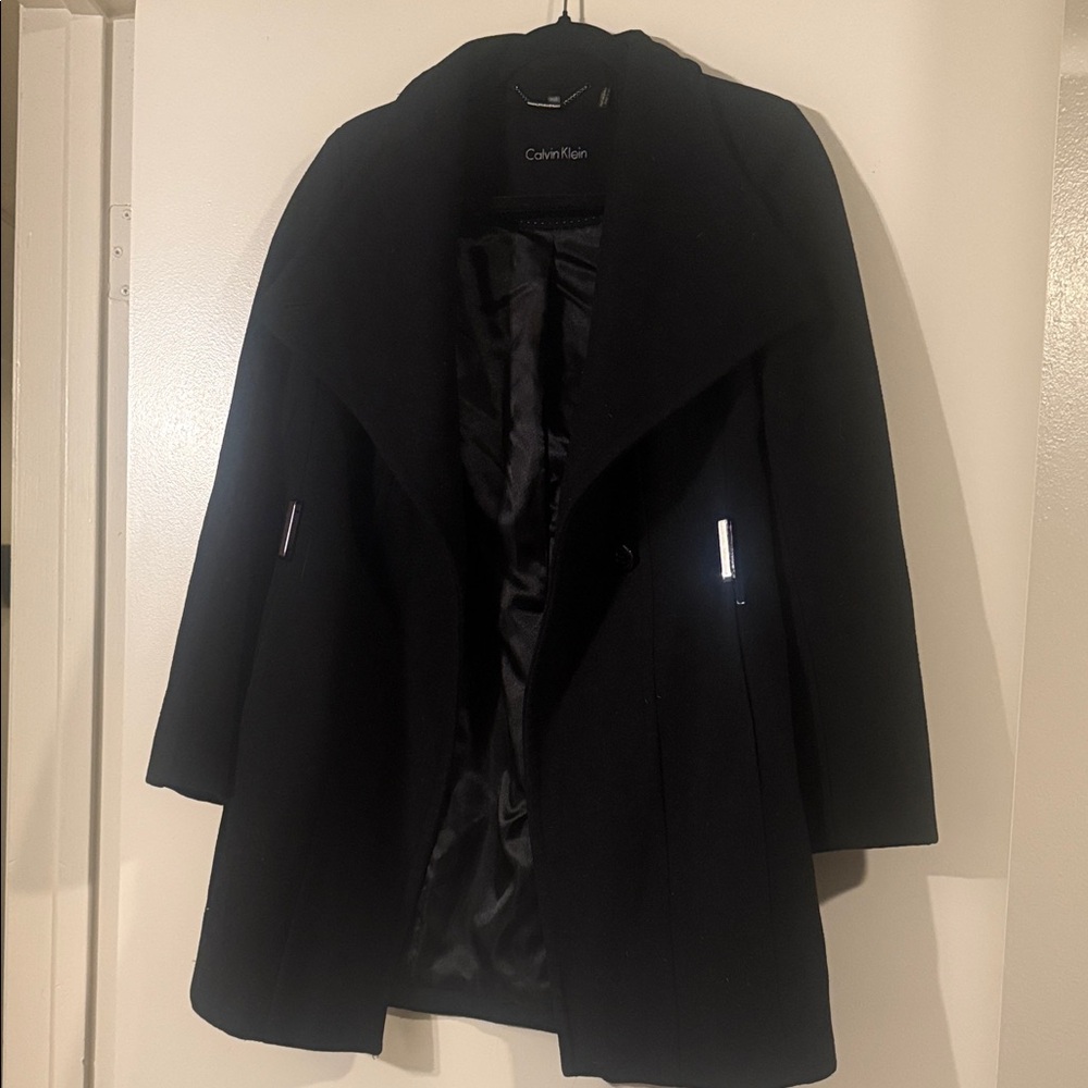Calvin Klein Women's Elegant Black Pea Coat
